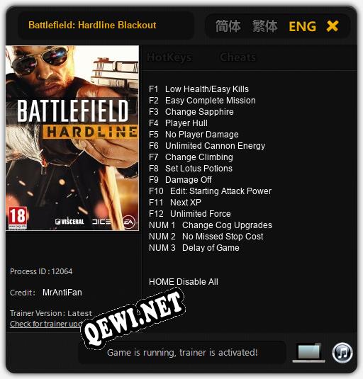 Трейнер для Battlefield: Hardline Blackout [v1.0.4]
