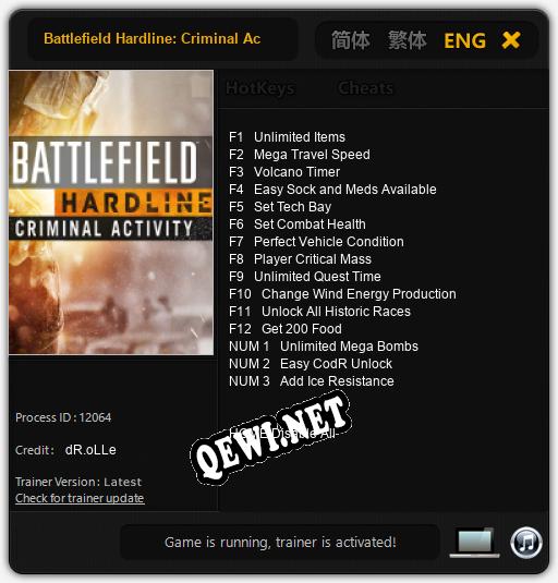 Battlefield Hardline: Criminal Activity: Трейнер +15 [v1.8]