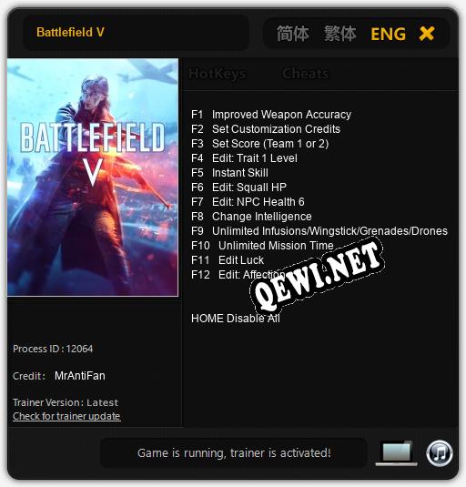 Трейнер для Battlefield V [v1.0.9]