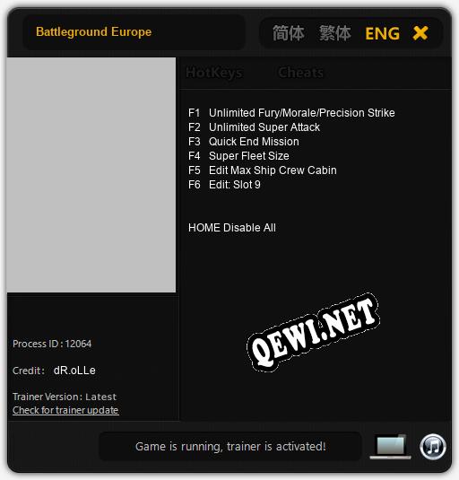 Трейнер для Battleground Europe [v1.0.1]