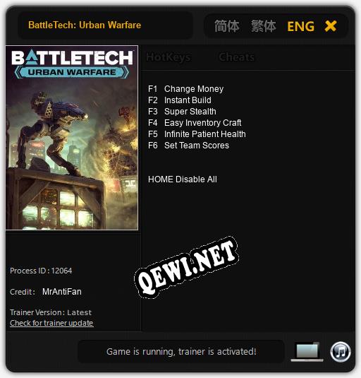 Трейнер для BattleTech: Urban Warfare [v1.0.2]