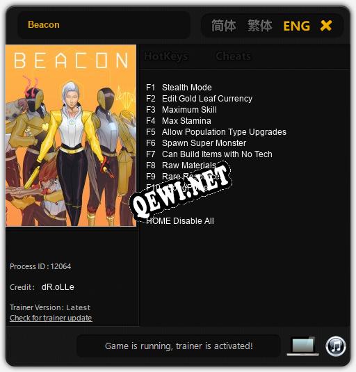Трейнер для Beacon [v1.0.5]