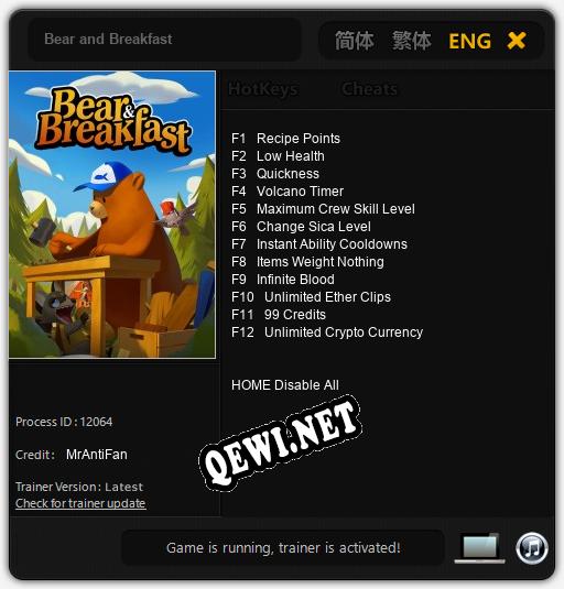 Bear and Breakfast: Читы, Трейнер +12 [MrAntiFan]