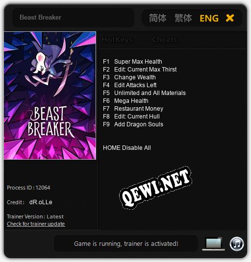 Трейнер для Beast Breaker [v1.0.3]
