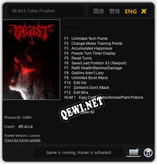 Трейнер для BEAST: False Prophet [v1.0.7]
