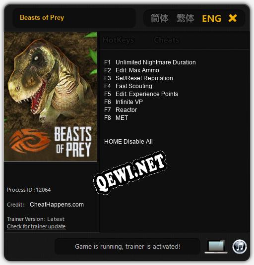 Beasts of Prey: Трейнер +8 [v1.9]