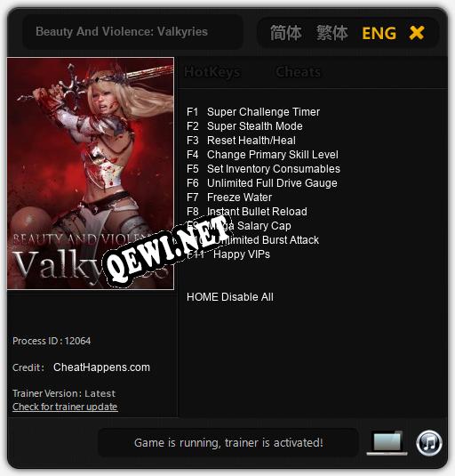 Трейнер для Beauty And Violence: Valkyries [v1.0.7]