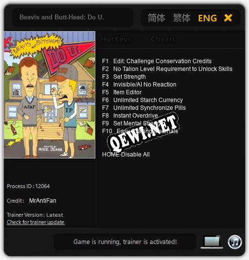 Beavis and Butt-Head: Do U.: Трейнер +10 [v1.9]