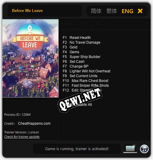 Before We Leave: Трейнер +12 [v1.1]