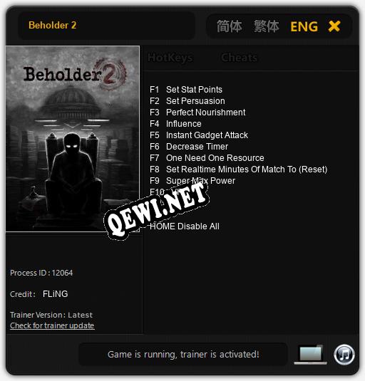 Beholder 2: ТРЕЙНЕР И ЧИТЫ (V1.0.31)
