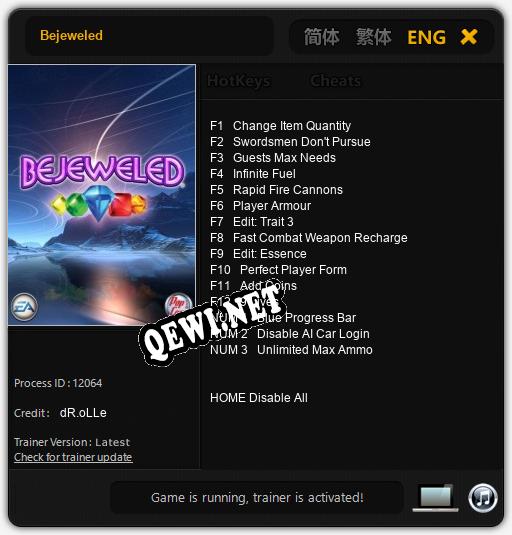 Трейнер для Bejeweled [v1.0.8]