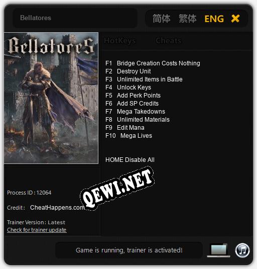 Трейнер для Bellatores [v1.0.1]