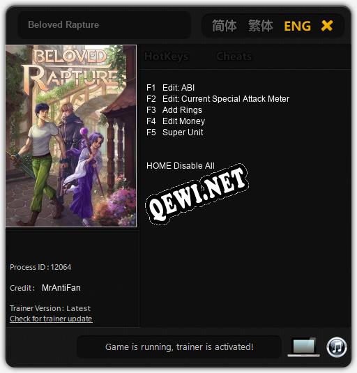 Beloved Rapture: ТРЕЙНЕР И ЧИТЫ (V1.0.33)