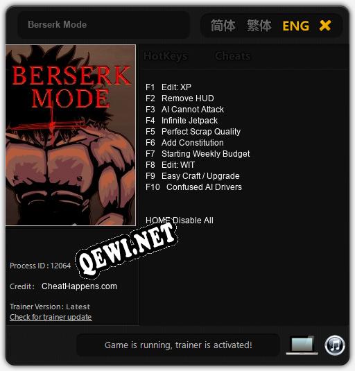 Berserk Mode: ТРЕЙНЕР И ЧИТЫ (V1.0.61)