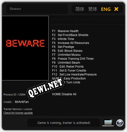 Beware: Трейнер +14 [v1.2]
