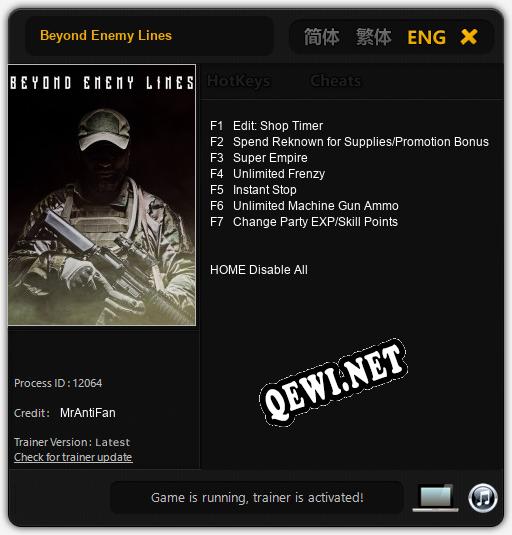 Трейнер для Beyond Enemy Lines [v1.0.5]
