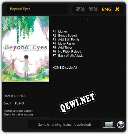 Beyond Eyes: ТРЕЙНЕР И ЧИТЫ (V1.0.64)