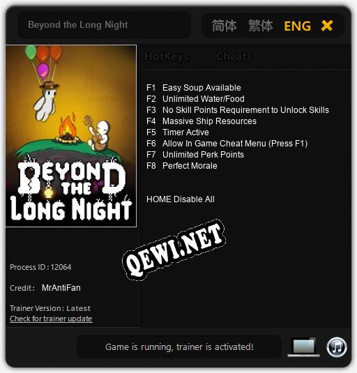 Beyond the Long Night: Трейнер +8 [v1.2]