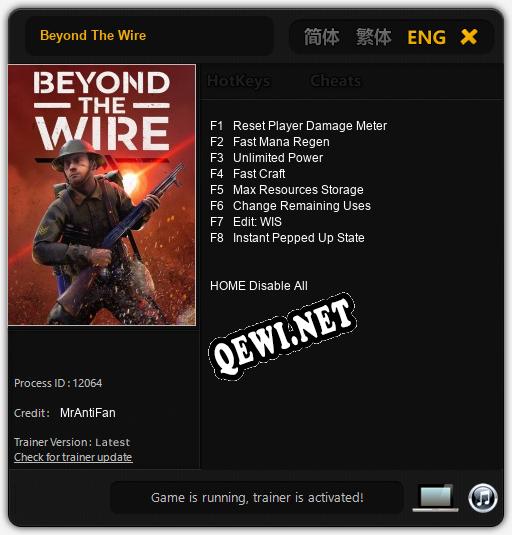 Beyond The Wire: Трейнер +8 [v1.1]