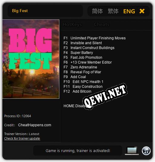 Трейнер для Big Fest [v1.0.1]
