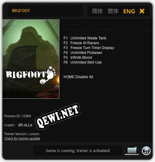 BIGFOOT: ТРЕЙНЕР И ЧИТЫ (V1.0.41)