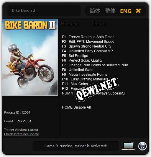 Bike Baron 2: Трейнер +13 [v1.9]