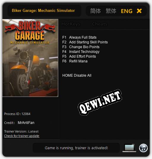 Трейнер для Biker Garage: Mechanic Simulator [v1.0.8]