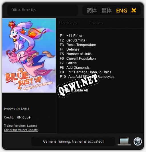 Трейнер для Billie Bust Up [v1.0.8]