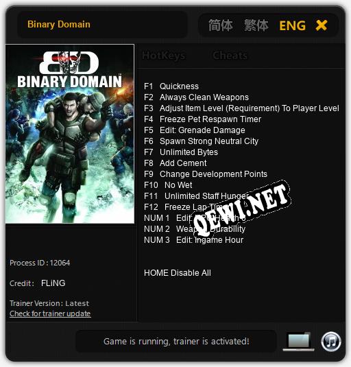 Binary Domain: Трейнер +15 [v1.9]
