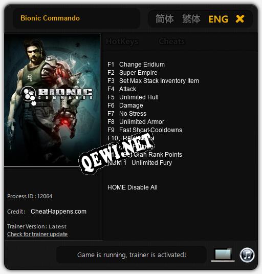 Bionic Commando: ТРЕЙНЕР И ЧИТЫ (V1.0.32)