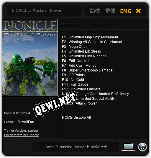 Трейнер для BIONICLE: Masks of Power [v1.0.4]