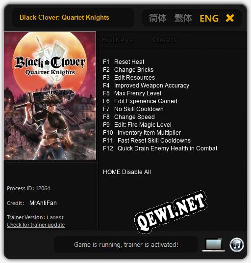 Black Clover: Quartet Knights: ТРЕЙНЕР И ЧИТЫ (V1.0.29)