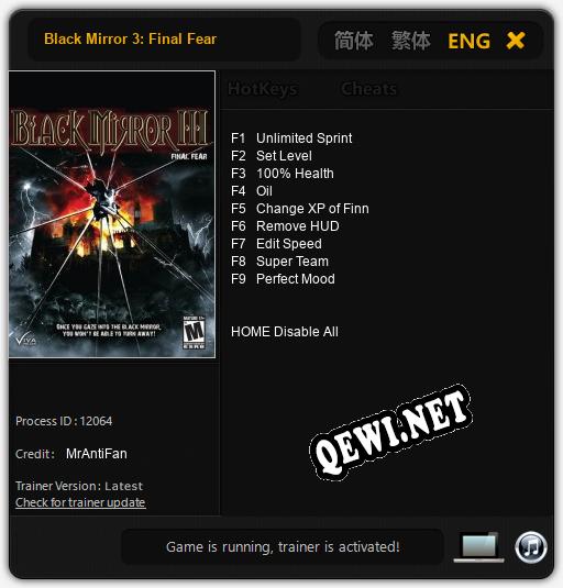 Трейнер для Black Mirror 3: Final Fear [v1.0.7]