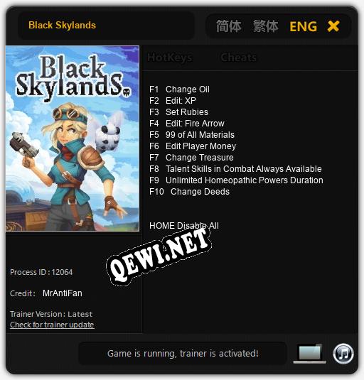 Трейнер для Black Skylands [v1.0.4]