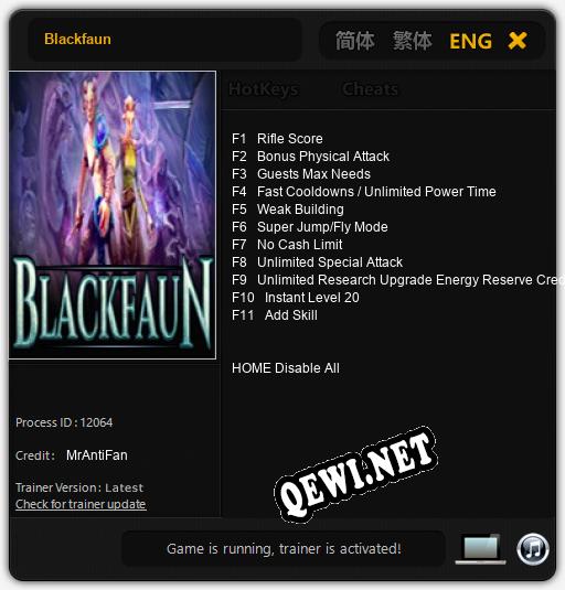 Blackfaun: ТРЕЙНЕР И ЧИТЫ (V1.0.6)