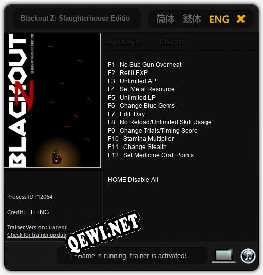 Трейнер для Blackout Z: Slaughterhouse Edition [v1.0.2]
