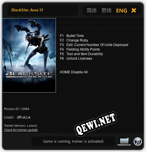 BlackSite: Area 51: ТРЕЙНЕР И ЧИТЫ (V1.0.9)