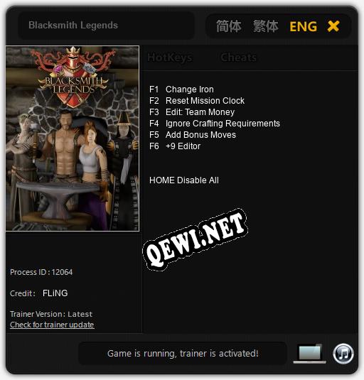 Трейнер для Blacksmith Legends [v1.0.1]
