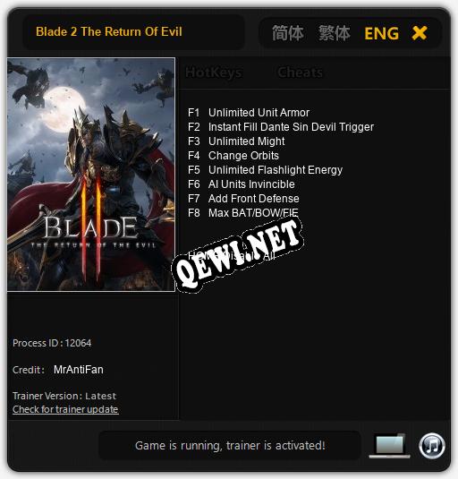 Трейнер для Blade 2 The Return Of Evil [v1.0.6]