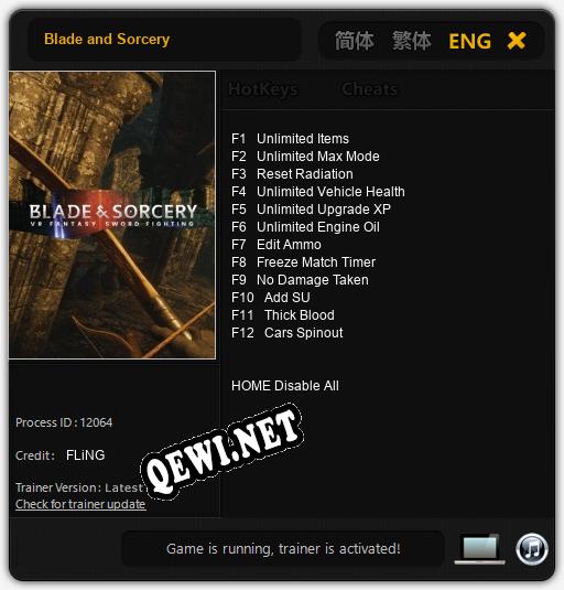 Blade and Sorcery: ТРЕЙНЕР И ЧИТЫ (V1.0.24)