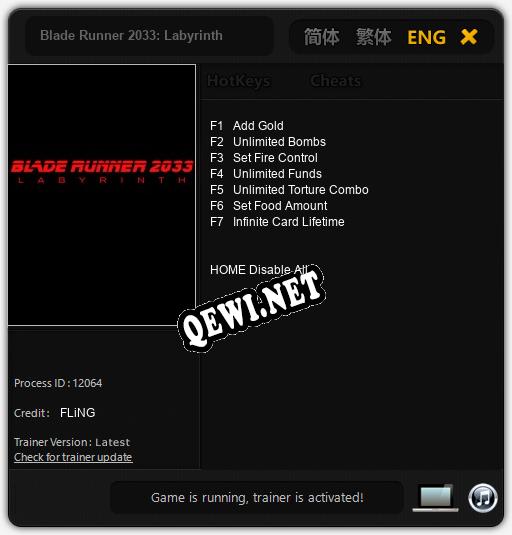 Трейнер для Blade Runner 2033: Labyrinth [v1.0.8]