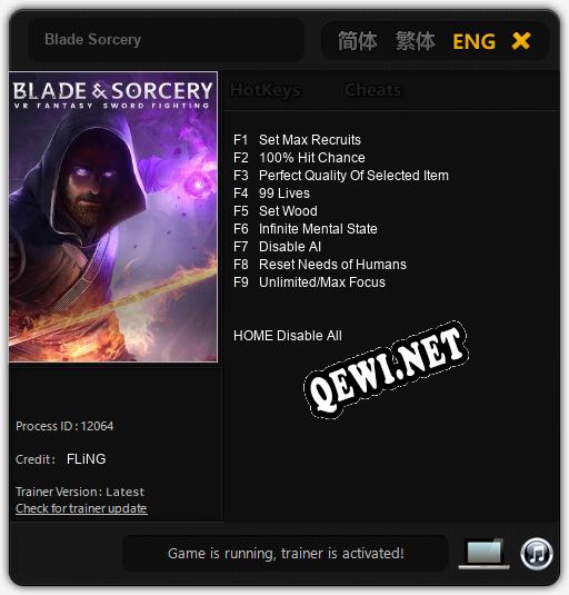 Blade Sorcery: Читы, Трейнер +9 [FLiNG]