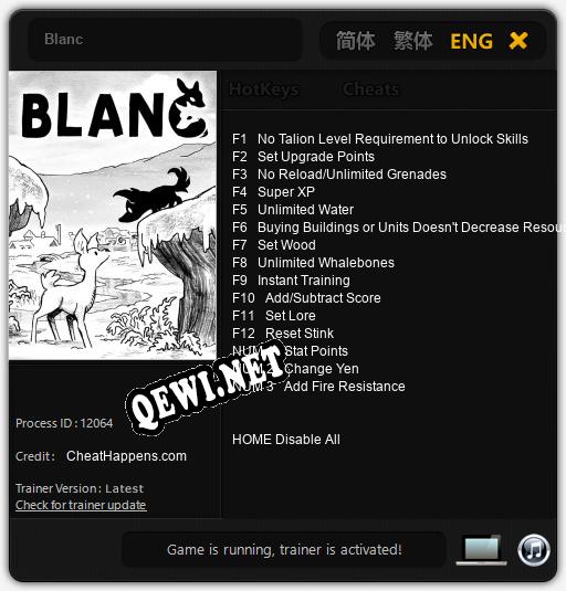 Трейнер для Blanc [v1.0.6]