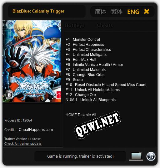 BlazBlue: Calamity Trigger: Читы, Трейнер +13 [CheatHappens.com]