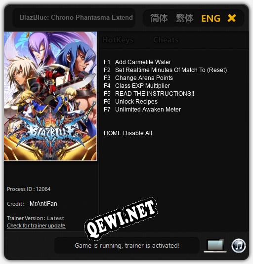 BlazBlue: Chrono Phantasma Extend: Трейнер +7 [v1.8]