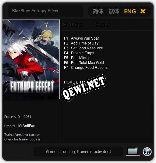BlazBlue: Entropy Effect: Читы, Трейнер +7 [MrAntiFan]