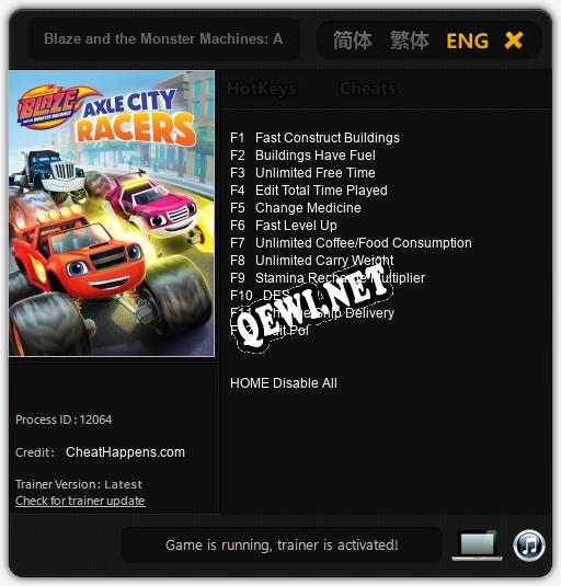 Blaze and the Monster Machines: Axle City Racers: Читы, Трейнер +12 [CheatHappens.com]