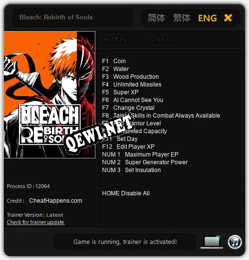 Bleach: Rebirth of Souls: ТРЕЙНЕР И ЧИТЫ (V1.0.90)