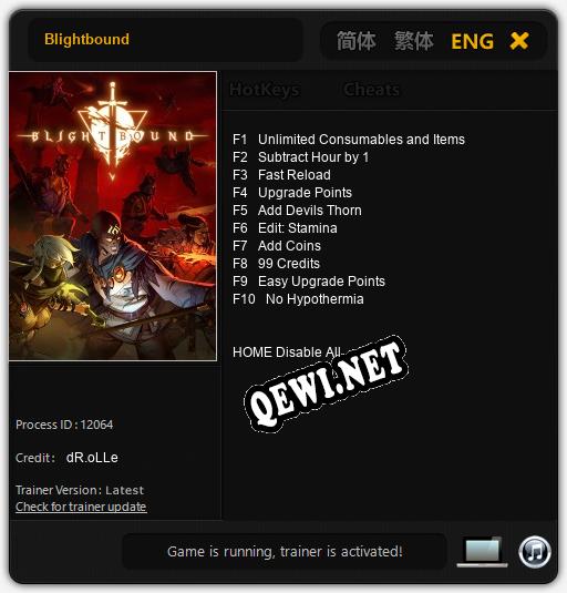 Трейнер для Blightbound [v1.0.9]