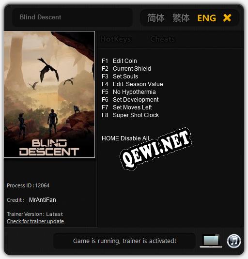 Blind Descent: Читы, Трейнер +8 [MrAntiFan]